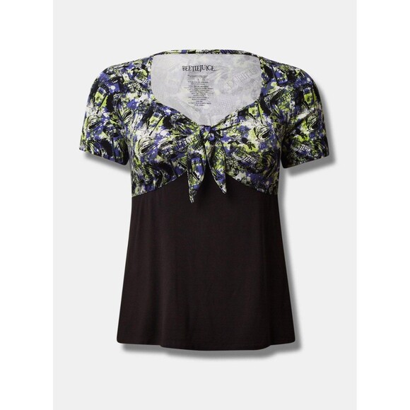 NWT Torrid x Beetlejuice Super Soft Tie Front Top Size 4 / 26 Plus (AS IS) - Picture 2 of 5
